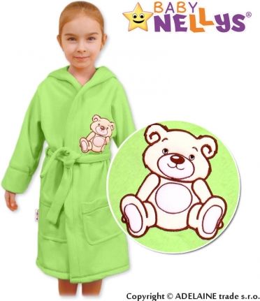 Baby Nellys Dětský župan - Medvídek Teddy Bear, 98/104 - zelený - obrázek 1