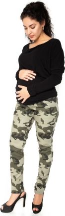 Be MaaMaa Těhotenské tepláky,kalhoty maskáčové - zelené - XL - obrázek 1
