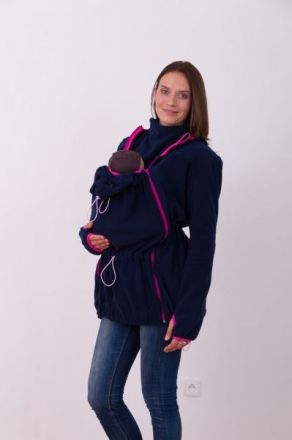 JOŽÁNEK Nosící fleece mikina s kapucí - pouze přední nošení - tm. modrá, vel. L/XL - obrázek 1