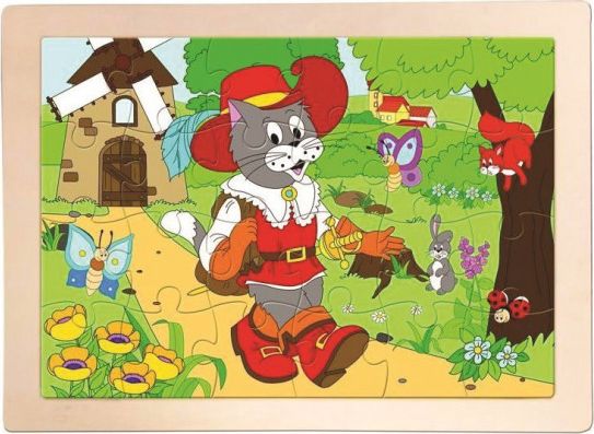 WOODY Dřevěné puzzle Kocour v botách, 24 dílků - obrázek 1