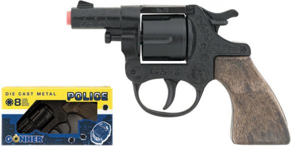 Alltoys Gonher Policejní revolver kovový  černý 8 ran - obrázek 1