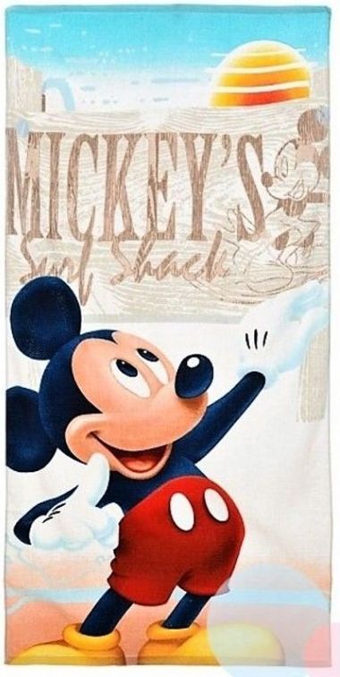 Sun City - Dětská bavlněná osuška Mickey Mouse (Disney) - surf Shack, 70 x 140 cm, obrázkový motiv - obrázek 1