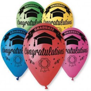 Balónek "Congratulations Graduate", 30 cm, mix barev, bal. 10 ks - obrázek 1