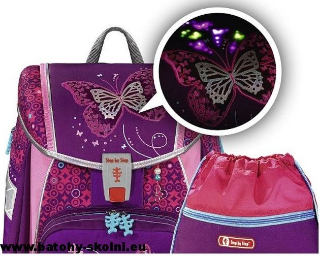 Školní aktovka Třpytivý motýl Hama TOUCH2 Flesch 4-dílný set Step by Step - obrázek 3