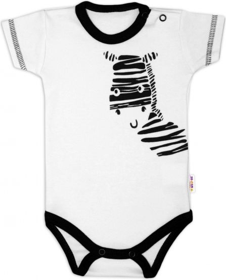 Baby Nellys Body krátký rukáv Baby Nellys, Zebra - bílé, vel. 62 62 (3-6m) - obrázek 1