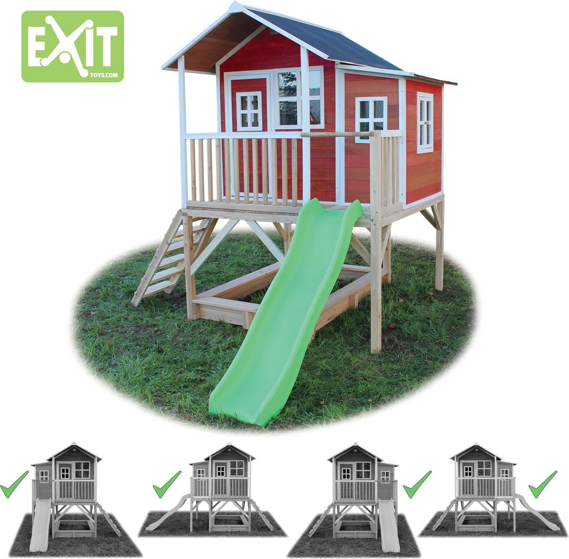 Zahradní cedrový domeček Exit Loft 550 Červený - obrázek 5