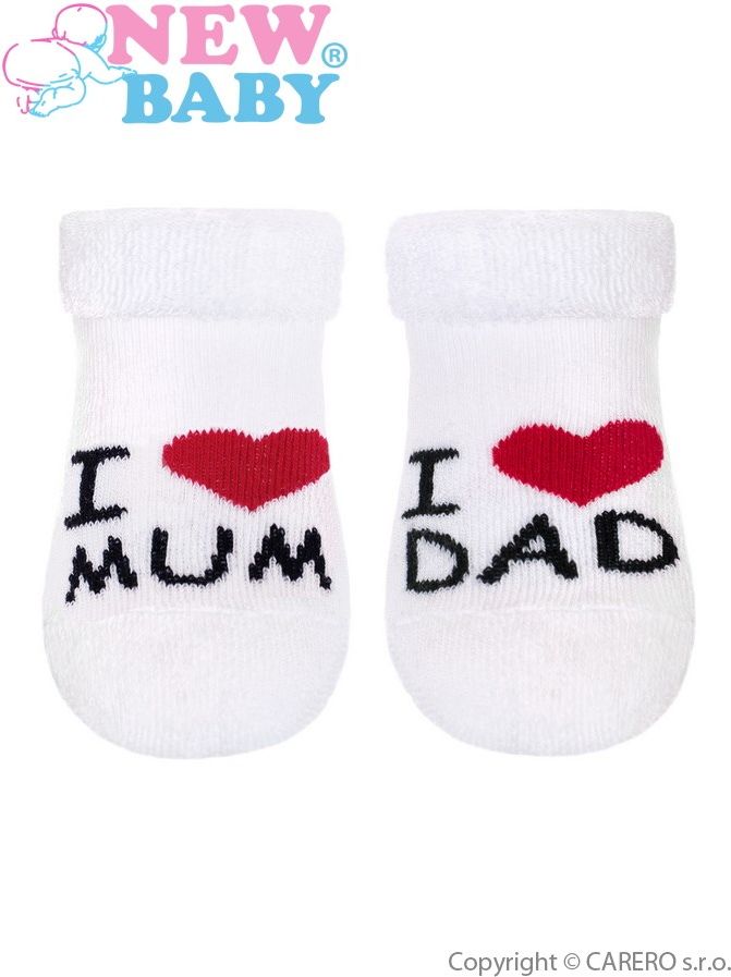 Kojenecké froté ponožky New Baby bílé I Love Mum and Dad 56 (0-3m) - obrázek 1