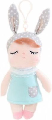 Mini hadrová panenka Metoo s oušky a klipem, mátové šatičky,19cm - obrázek 1