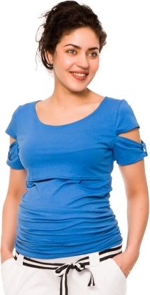 Be MaaMaa Těhotenské a kojící triko Lena - modré - obrázek 1