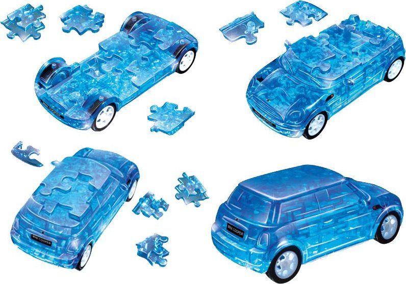 HAPPY WELL 3D Puzzle Mini Cooper 1:32 transparentní modrý - obrázek 4