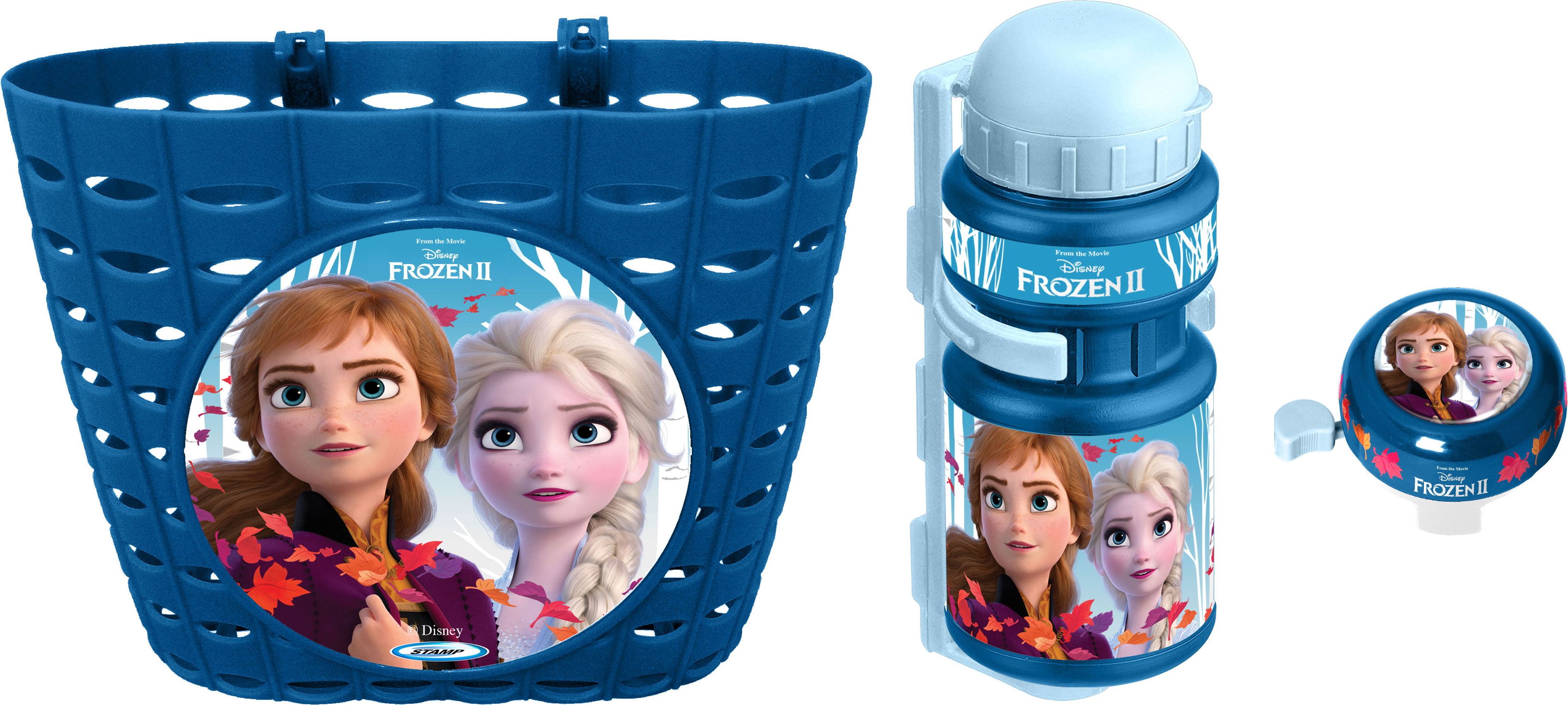 Frozen Cyklistická sada Frozen II (košík, láhev, zvonek) - modrá - obrázek 1