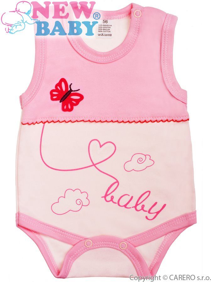 Kojenecké body bez rukávů New Baby Clouds růžové Růžová 80 (9-12m) - obrázek 1