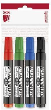 Permanentní popisovač "Permanent 11 XXL", 4 barvy, 1-3mm, kuželový hrot, ICO, blistr 4 ks - obrázek 1