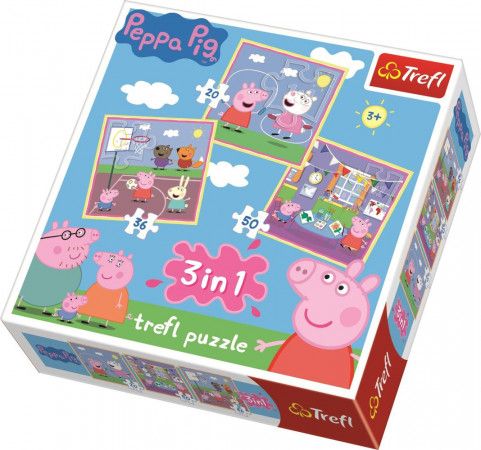 Trefl 3v1 Prasátko Pepina Zábava ve škole 20 36 50 dílků - obrázek 1