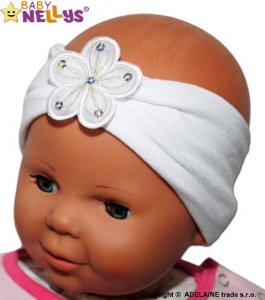 Čelenka Baby Nellys ® s květinkou - bílá - obrázek 1