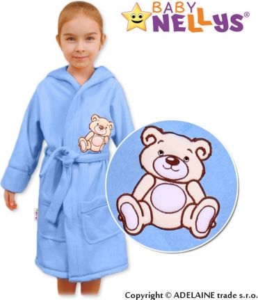 Baby Nellys Dětský župan - Medvídek Teddy Bear - sv. modrý - obrázek 1