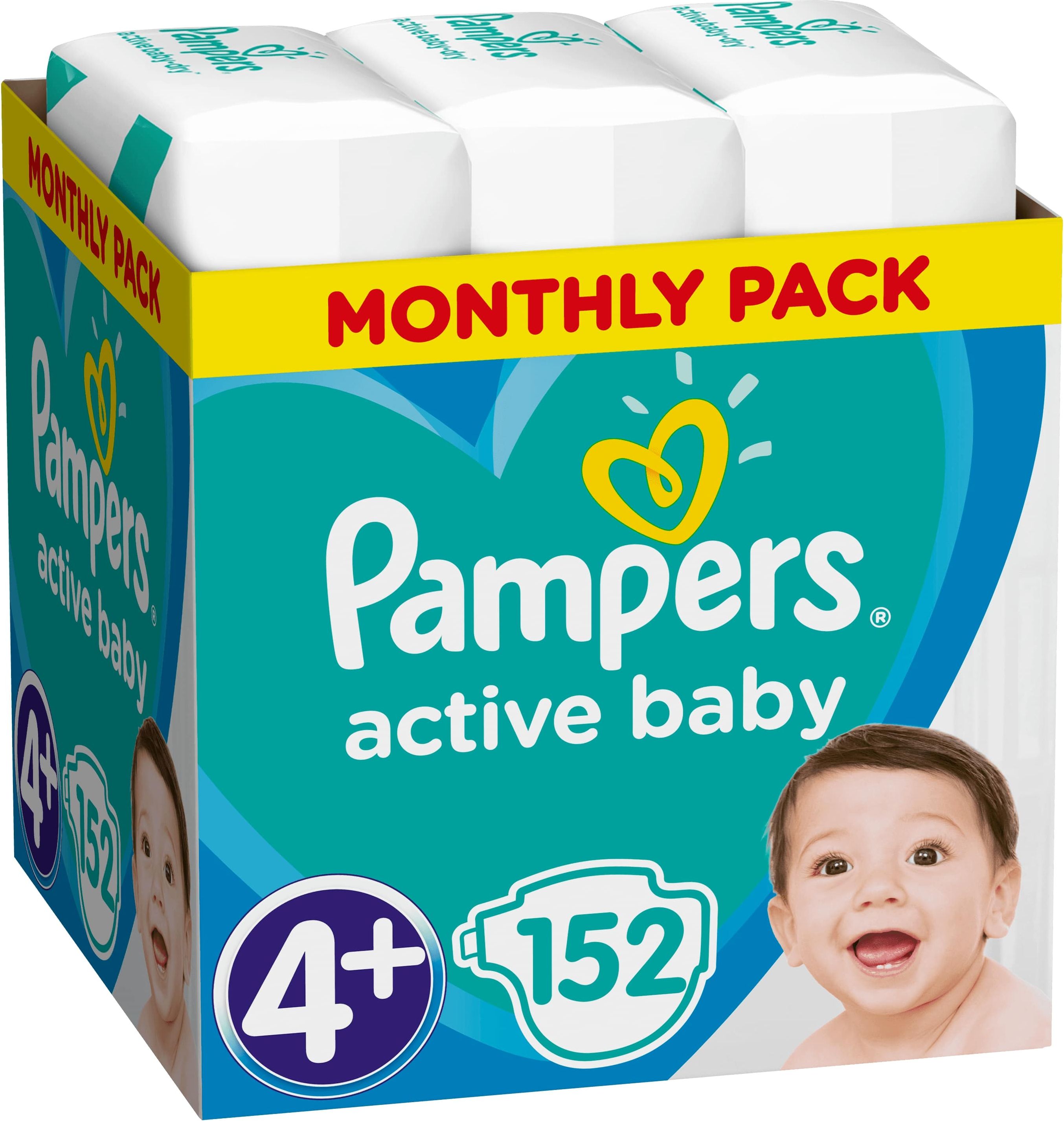 PAMPERS Active Baby 4+ (10-15 kg) 152 ks MĚSÍČNÍ ZÁSOBA – jednorázové pleny - obrázek 2