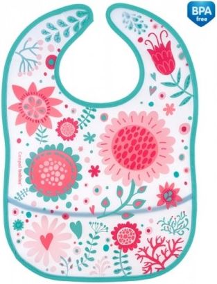 Plastový bryndák/zástěrka s kapsičkou Canpol Babies Wid Nature - růžový - obrázek 1