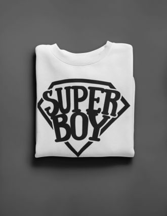 KIDSBEE Super dětská klučičí mikina Super Boy - bílá, vel. 140 - obrázek 1