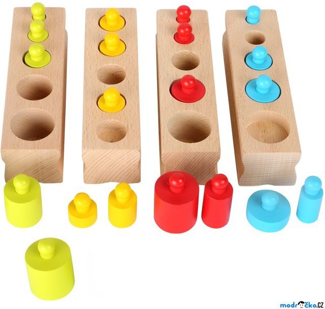 Montessori - Závaží dřevěná barevná vkládací (Legler) - obrázek 1