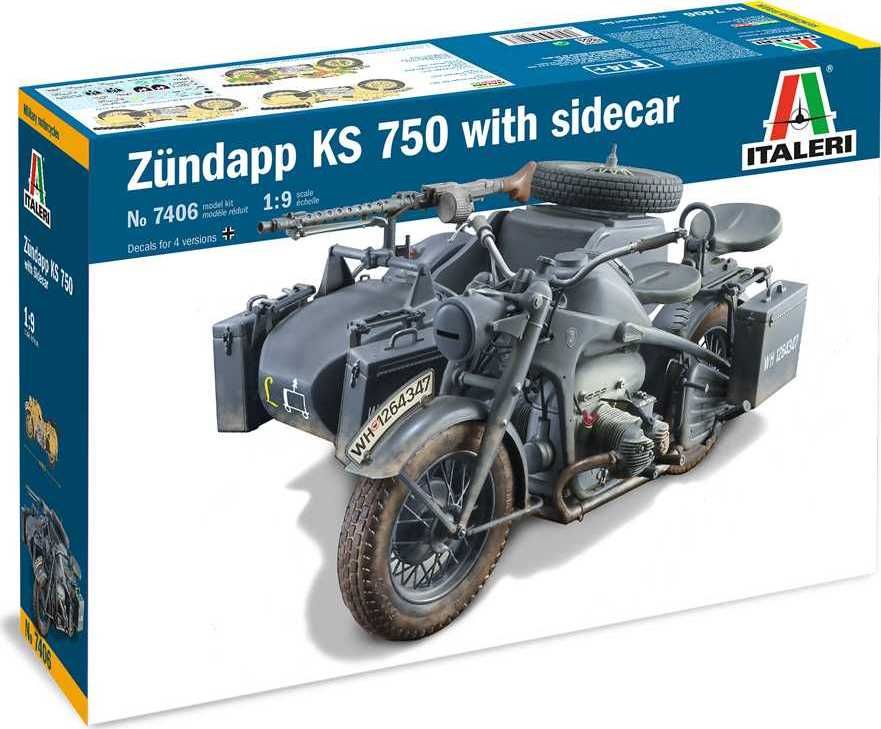 ITALERI Model Kit military 7406 - Zundapp KS 750 with sidecar (1:9) - obrázek 1