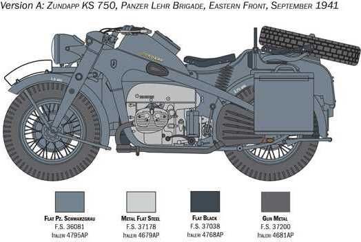 ITALERI Model Kit military 7406 - Zundapp KS 750 with sidecar (1:9) - obrázek 2