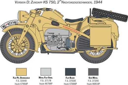 ITALERI Model Kit military 7406 - Zundapp KS 750 with sidecar (1:9) - obrázek 5