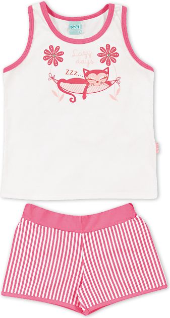 Dívčí letní pyžamo Kyly KOČKA růžové Velikost: 116 - obrázek 1