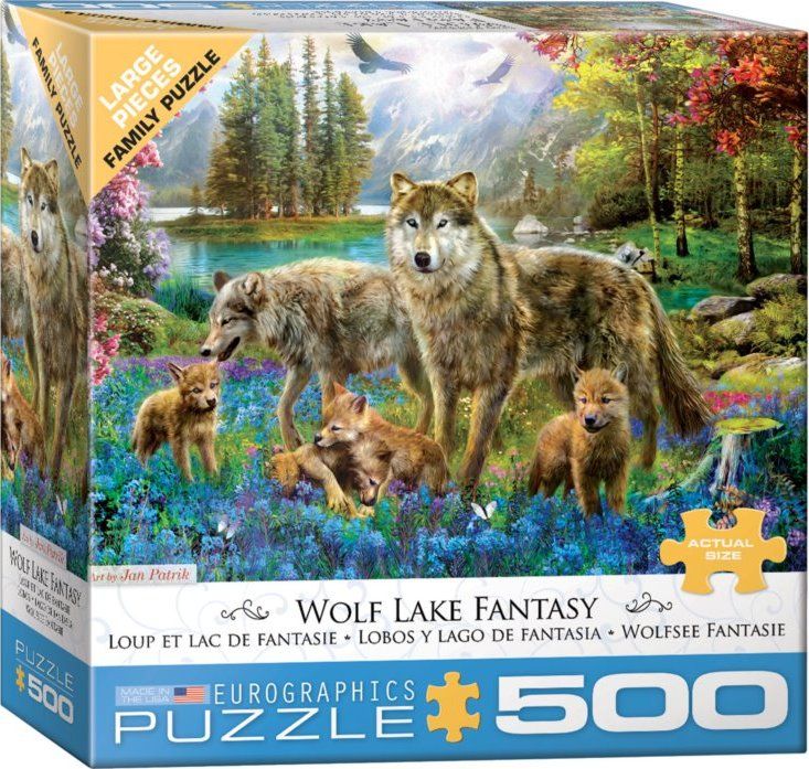 EUROGRAPHICS Puzzle Vlčí rodina u jezera XL 500 dílků - obrázek 2