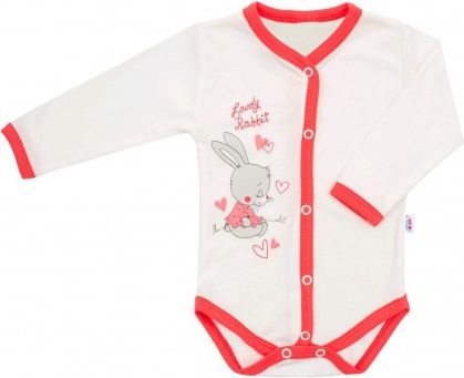 Dětské celorozepínací body New Baby Lovely Rabbit růžové, Růžová, 56 (0-3m) - obrázek 1