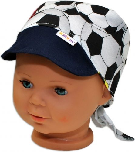 Baby Nellys Šátek na zavazování s kšiltem, vel. 46-48 - Fotbal 46/48 čepičky obvod - obrázek 1
