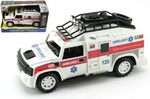 Teddies Auto ambulance plast 25cm na setrvačník na baterie se zvukem se světlem v krabici - obrázek 1