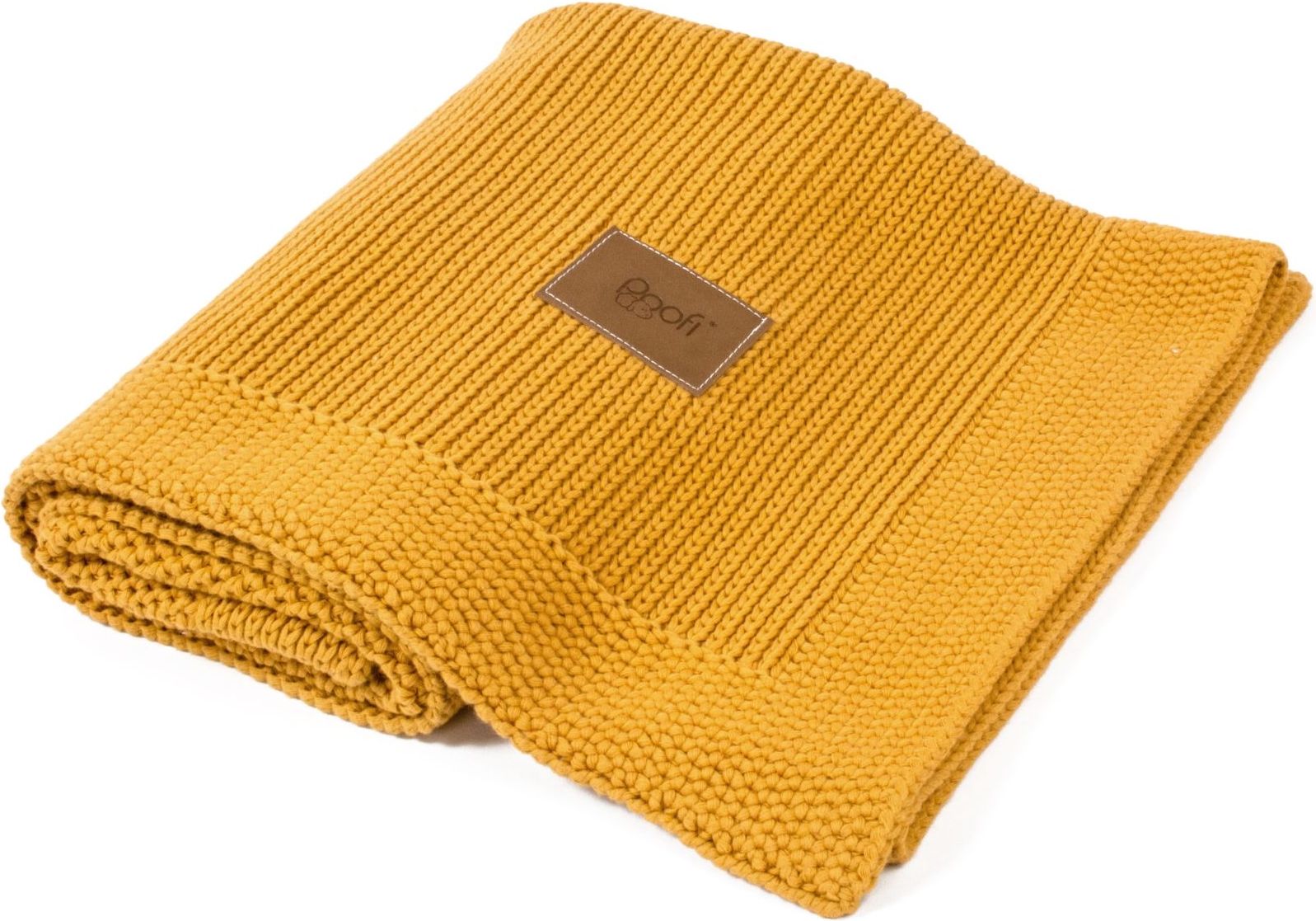 POOFI Organická pletená přikrývka ORGANIC & COLOR - Honeycomb v hořčicové barvě 90 × 75 cm - obrázek 2