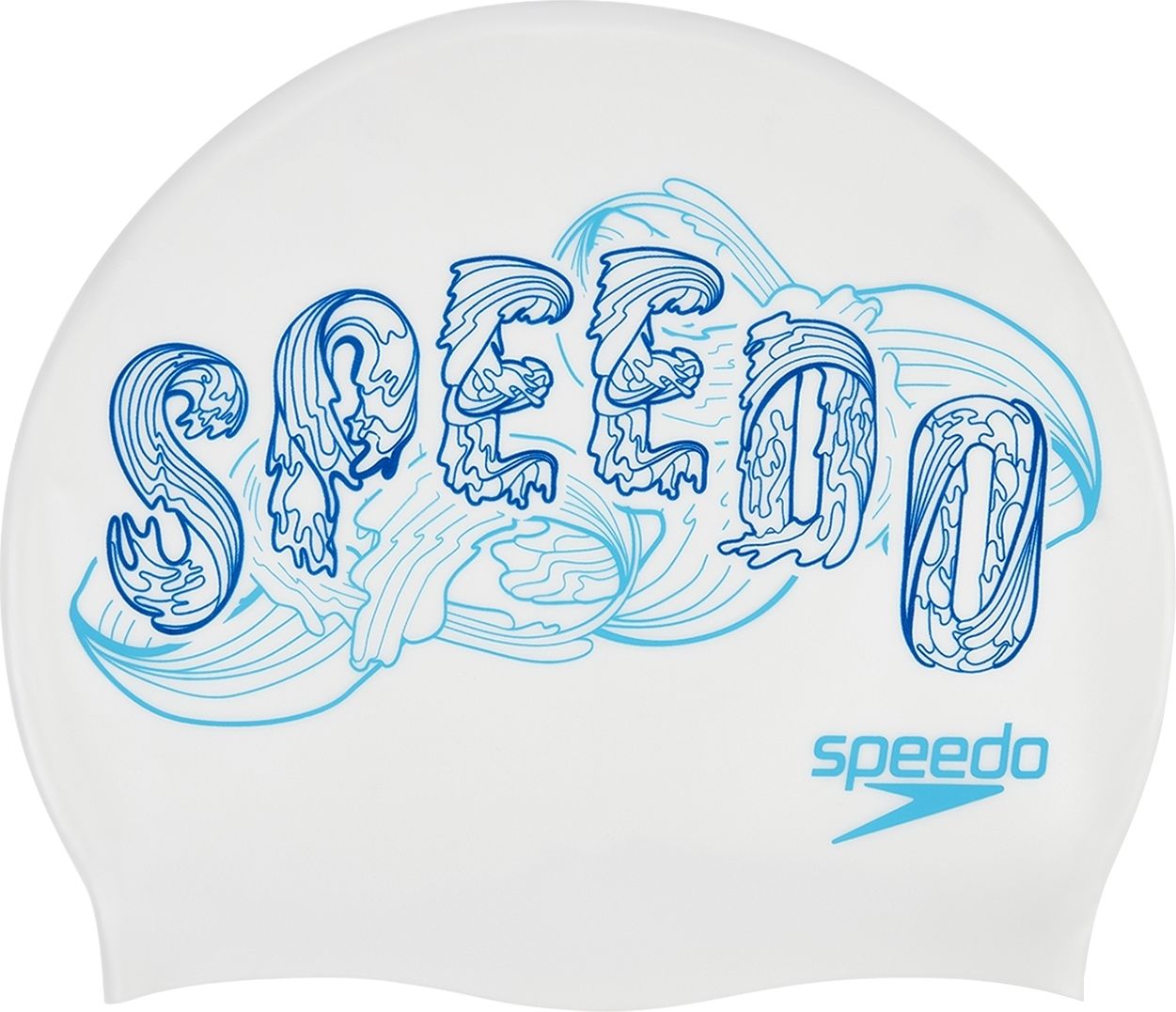 Speedo Slogan Print Swim Cap - white/blue/blue uni - obrázek 1