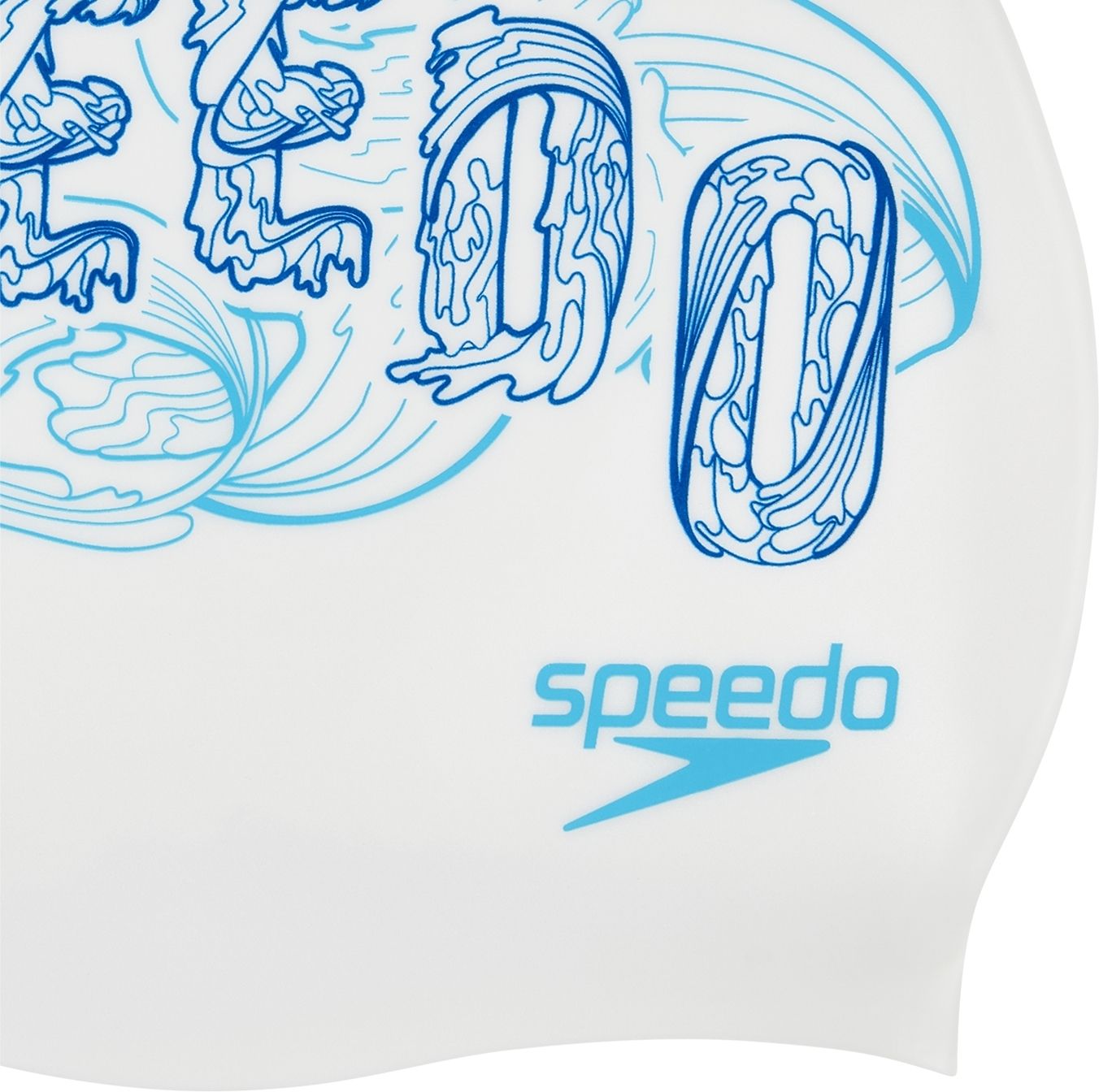Speedo Slogan Print Swim Cap - white/blue/blue uni - obrázek 2