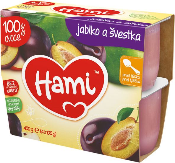 Hami 100% ov. jablko a švestka 4x100g 4M - obrázek 1