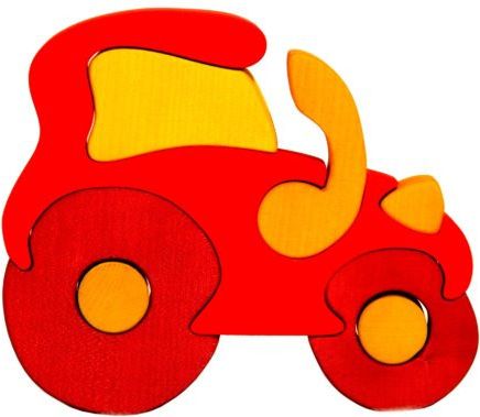 FAUNA Dřevěné puzzle Červený traktor - obrázek 1