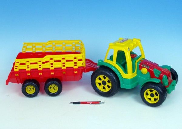 Traktor s vlekem plast 75cm asst 2 barvy - obrázek 1