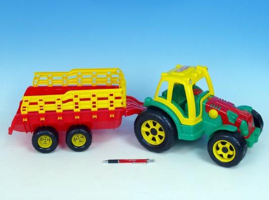 Traktor s vlekem plast 75cm asst 2 barvy - obrázek 2