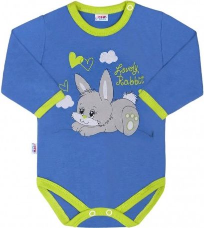 Dětské body s dlouhým rukávem New Baby Lovely Rabbit, Modrá, 86 (12-18m) - obrázek 1