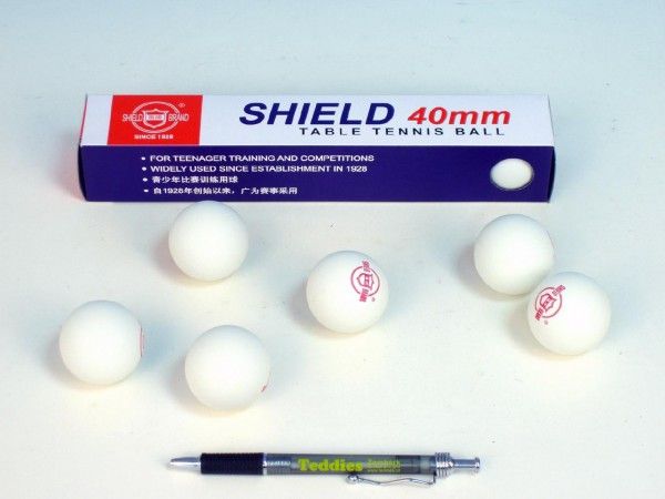 Míčky na stolní tenis SHIELD 40mm bezešvé bílé 6ks v krabičce - obrázek 1