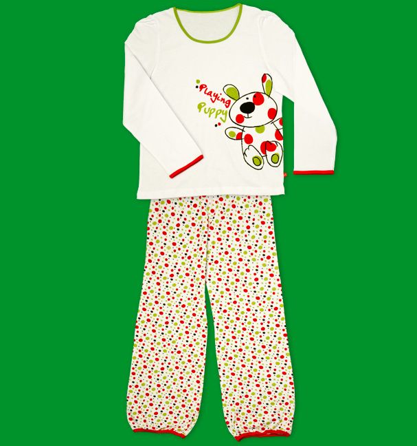 Dívčí pyžamo KEY PLAYING PUPPY bílé Velikost: 134 - obrázek 1