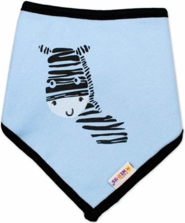 Dětský bavlněný šátek na krk Baby Nellys, Zebra - modrý - obrázek 1