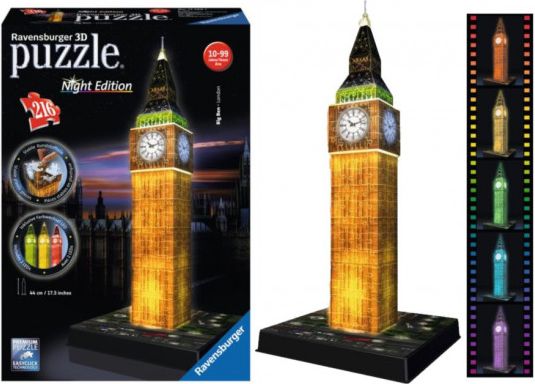 RAVENSBURGER Svítící 3D puzzle Noční edice Big Ben 216 dílků - obrázek 1
