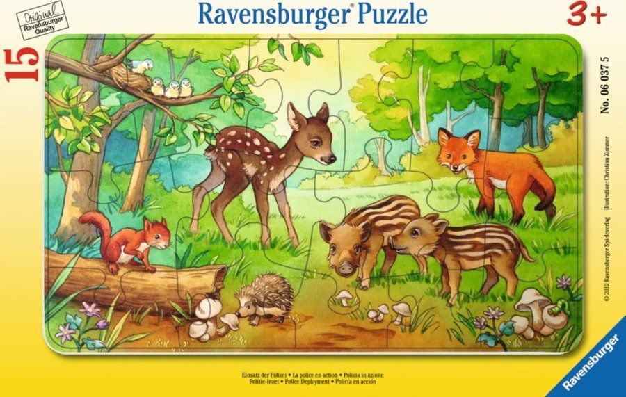 RAVENSBURGER Puzzle Lesní mláďátka 15 dílků - obrázek 1