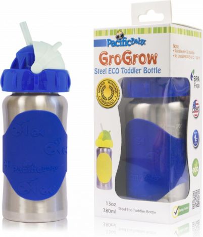 Pacific Baby GroGrow nerezová ekololáhev s brčkem 380ml modrá - obrázek 1