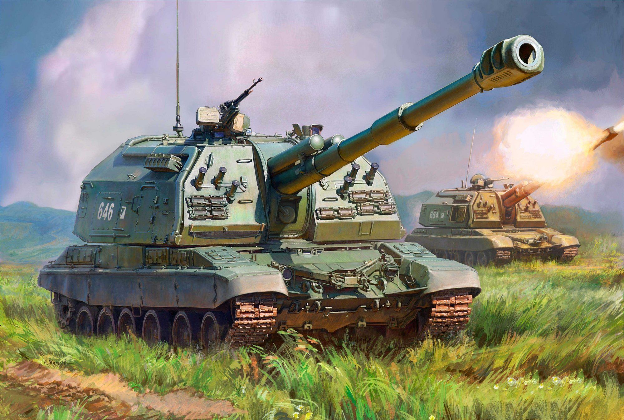 ZVEZDA Model Kit military 5045 - MSTA-S Self Propelled Howitzer (1:72) - obrázek 2