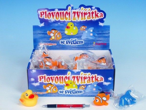 Rappa Zvířátko plast 5-8cm plovoucí svítící na baterie asst 3 druhy 24ks v boxu (kačenka,rybička) - obrázek 1