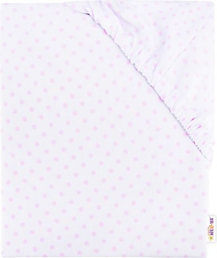 Baby Nellys Baby Nellys Dětské bavlněné prostěradlo do postýlky, 140x70 cm - Puntíčky - růžové - obrázek 1