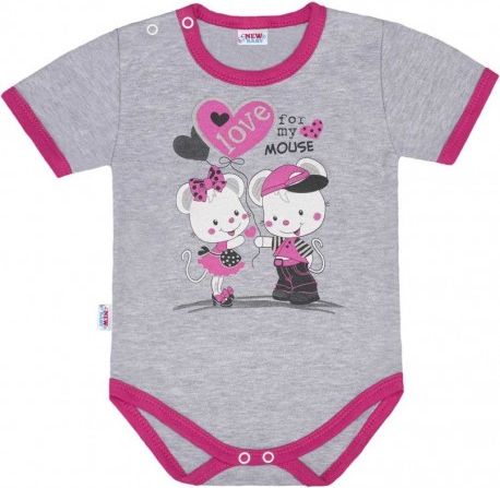 Dětské body s krátkým rukávem New Baby Love Mouse, Růžová, 86 (12-18m) - obrázek 1